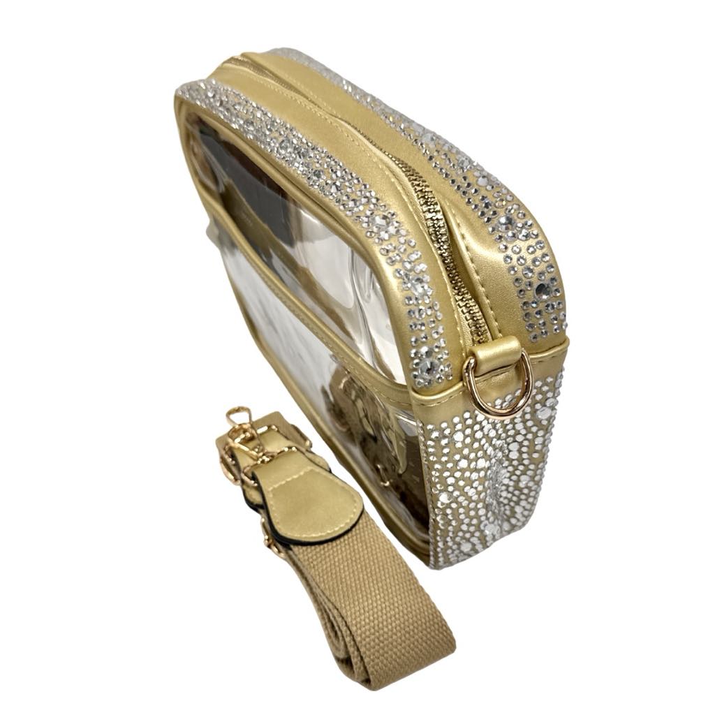Gem Trimmed Clear Bag, Gold