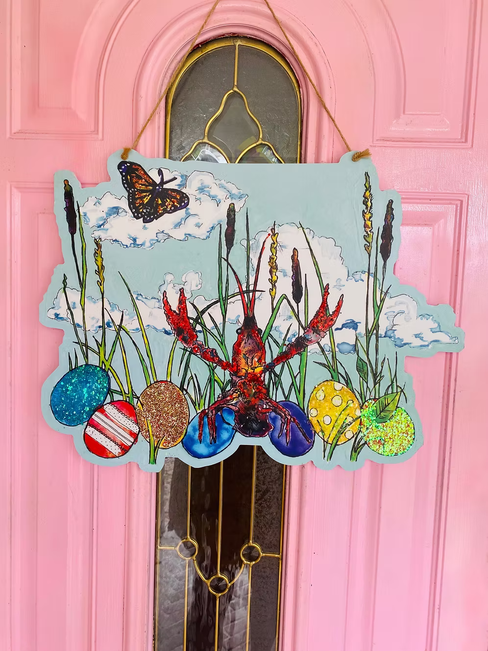Crawfish Easter Door Hanger
