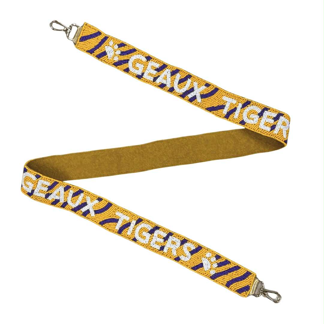 Geaux Tigers Stripe Beaded Purse Strap