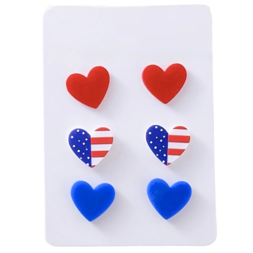 Patriotic Heart Earring Set