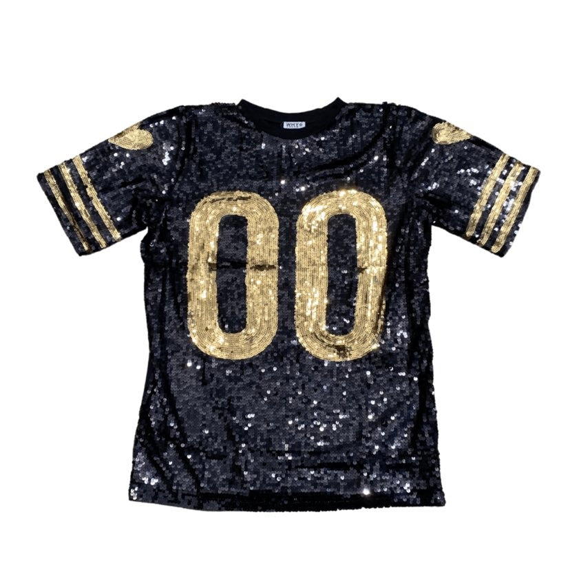 Black & Gold Jersey Sequin Tunic Dress Fleurty Girl Black & Gold Jersey Sequin Tunic Dress Fleurty Girl