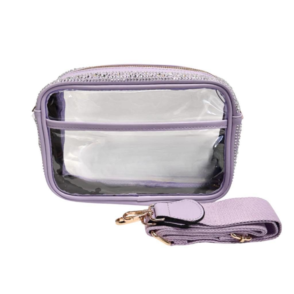 Gem Trimmed Clear Bag, Purple