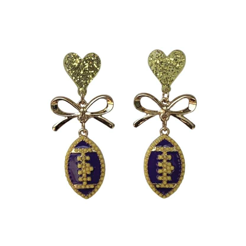 Heart Football Game Day Earrings