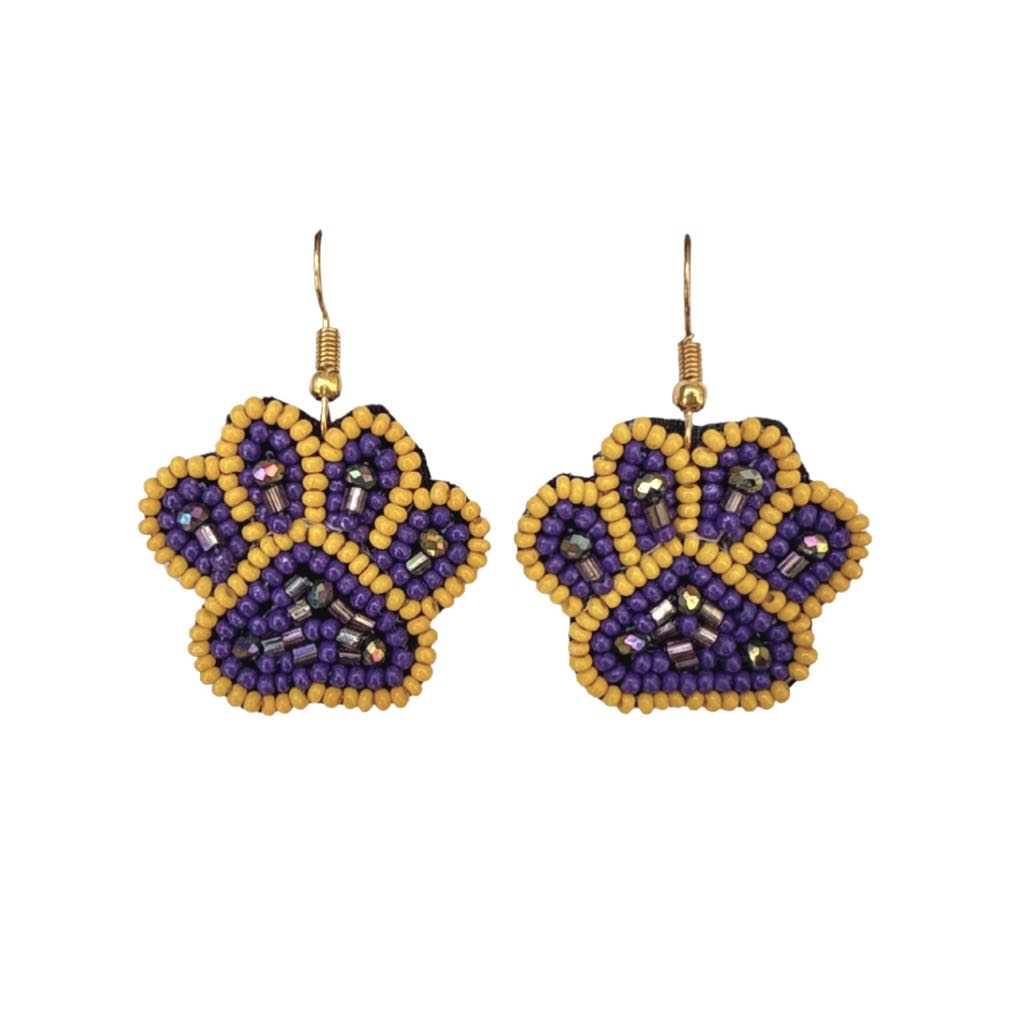 Paw Print Beaded Earrings