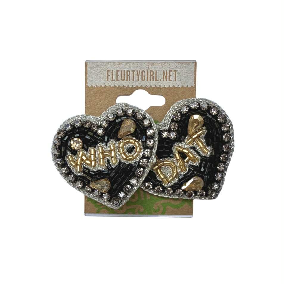 Who Dat Beaded Heart Earrings