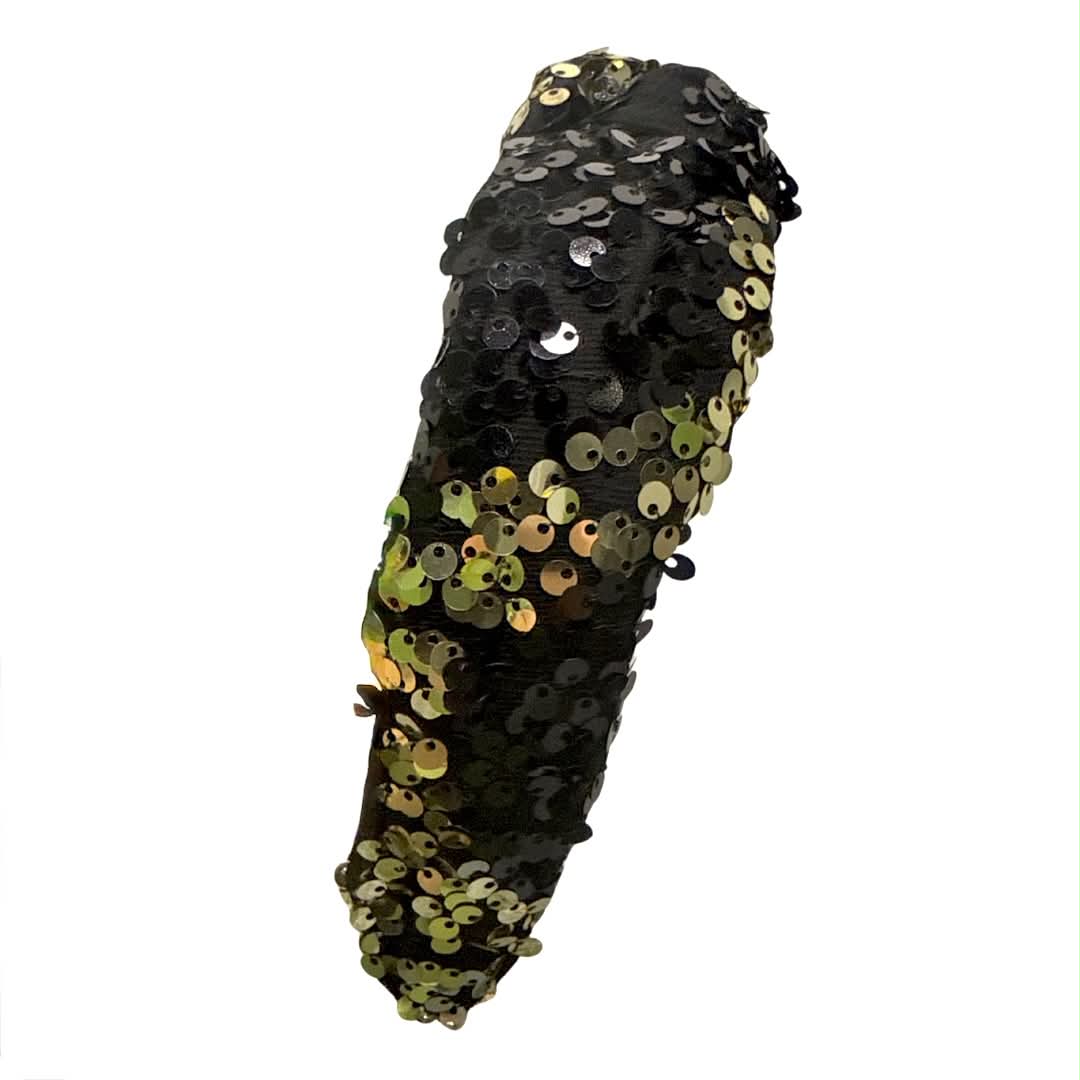 Black & Gold Sequin Swirl Headband