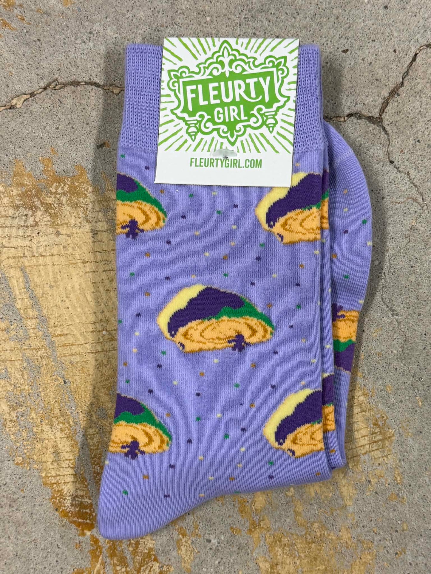 King Cake Slice Socks, Purple