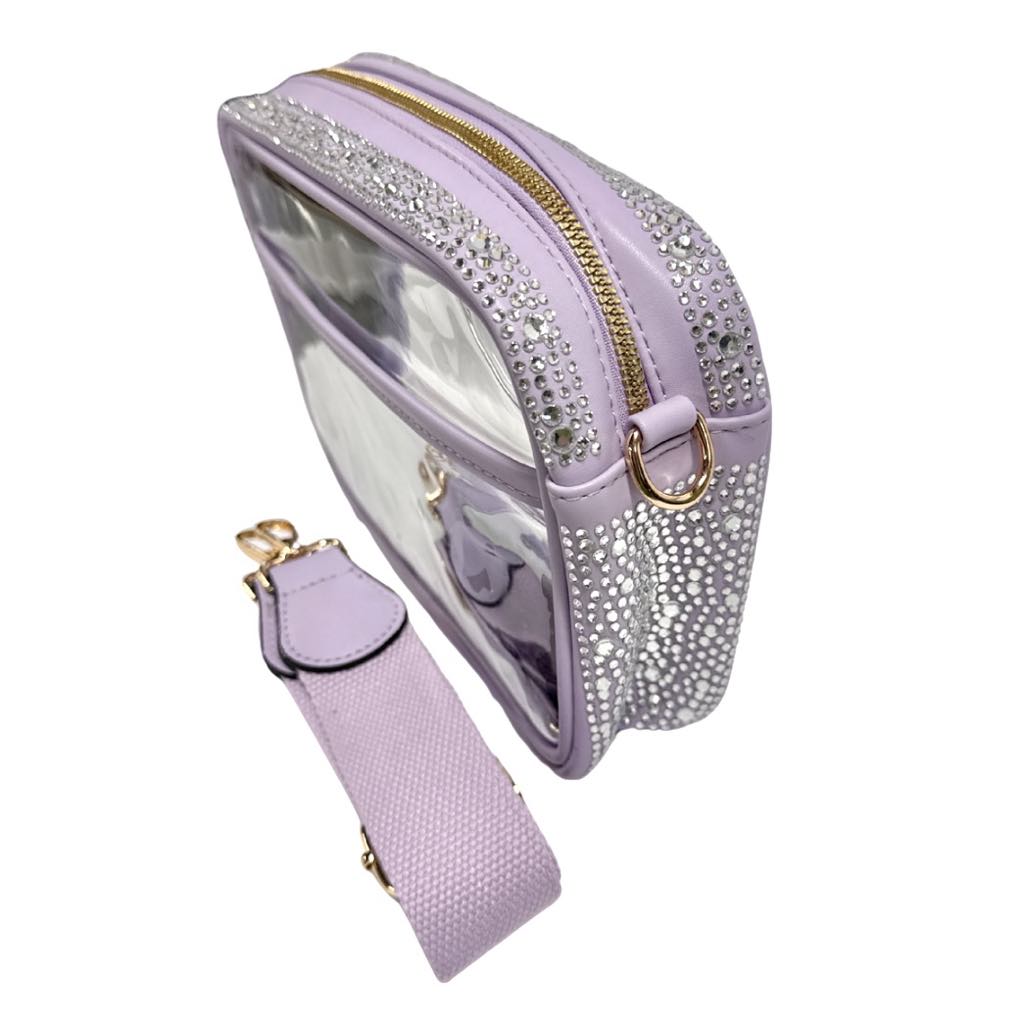 Gem Trimmed Clear Bag, Purple