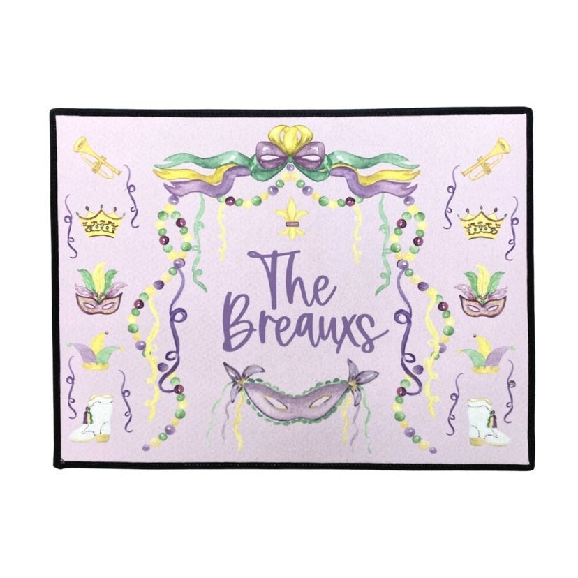 Custom Pastel Mardi Gras Door Mat