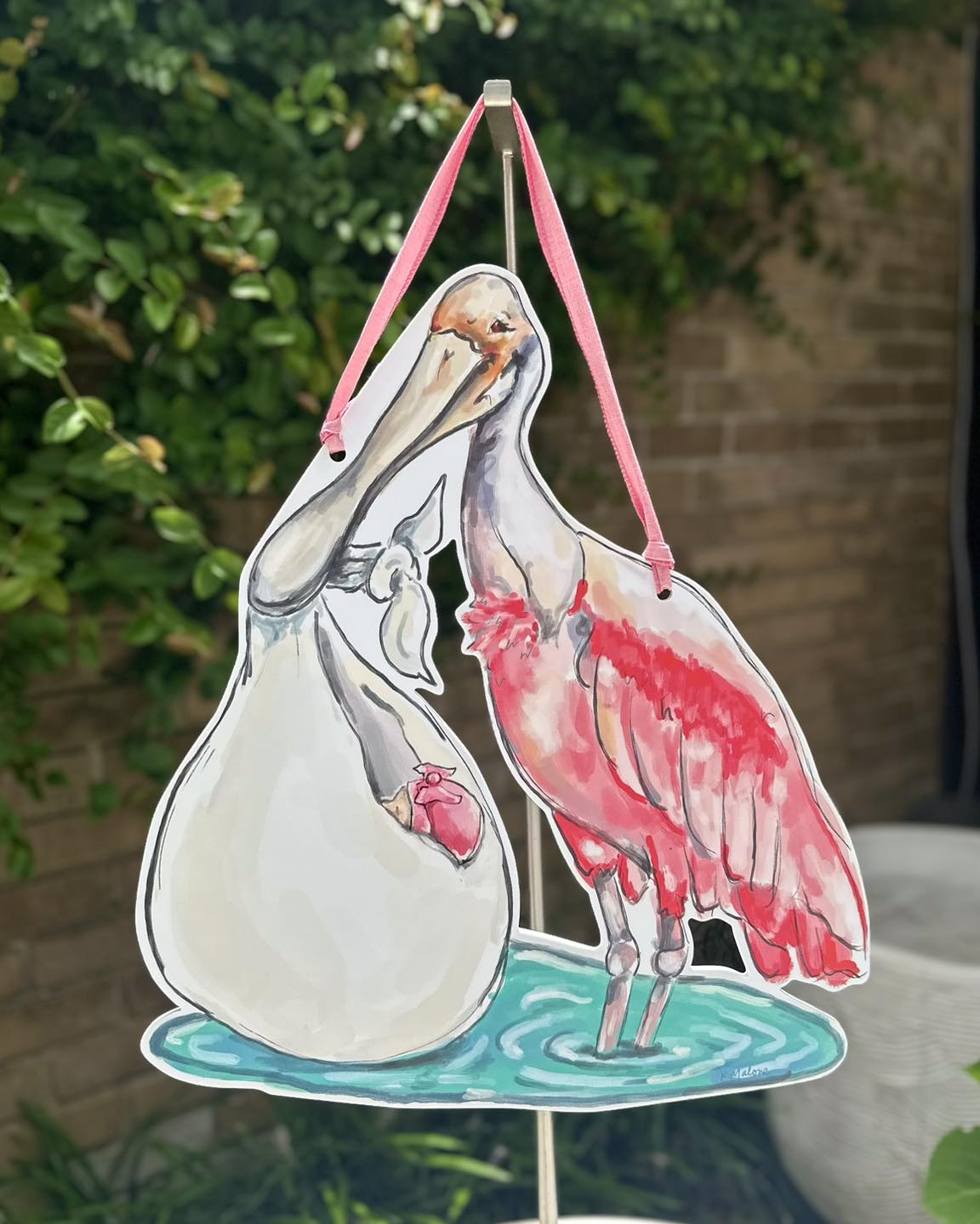 It's Girl Spoonbill Door Hanger