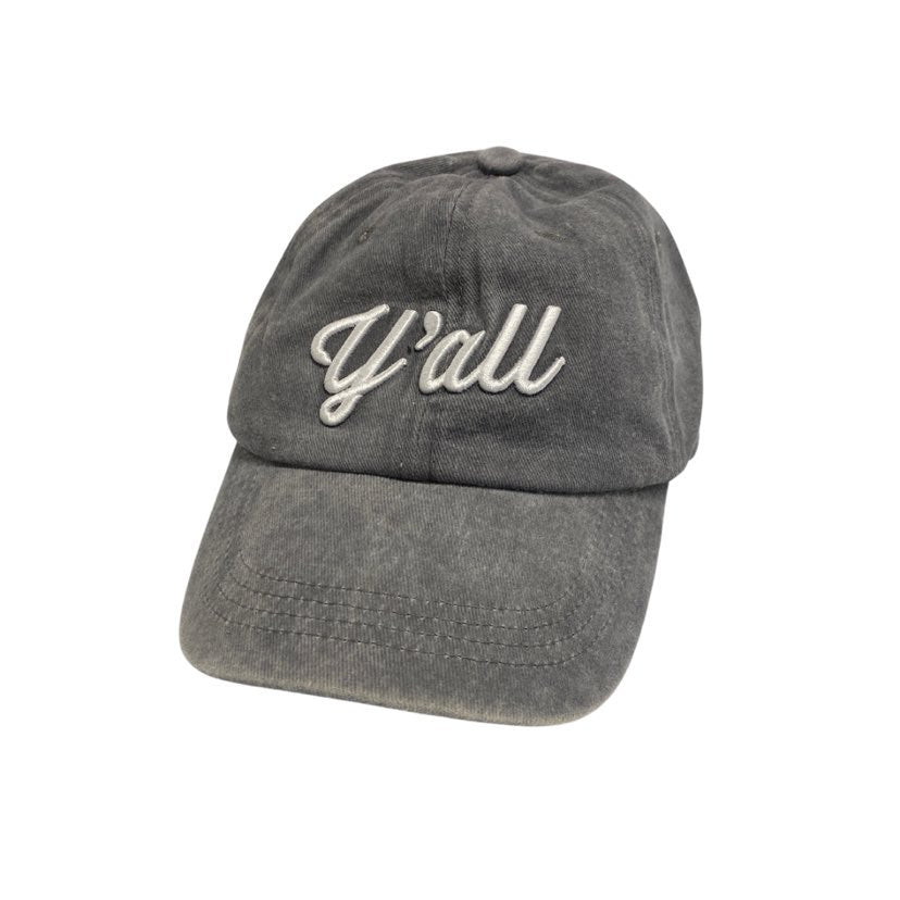 Y'all Baseball Hat, Charcoal