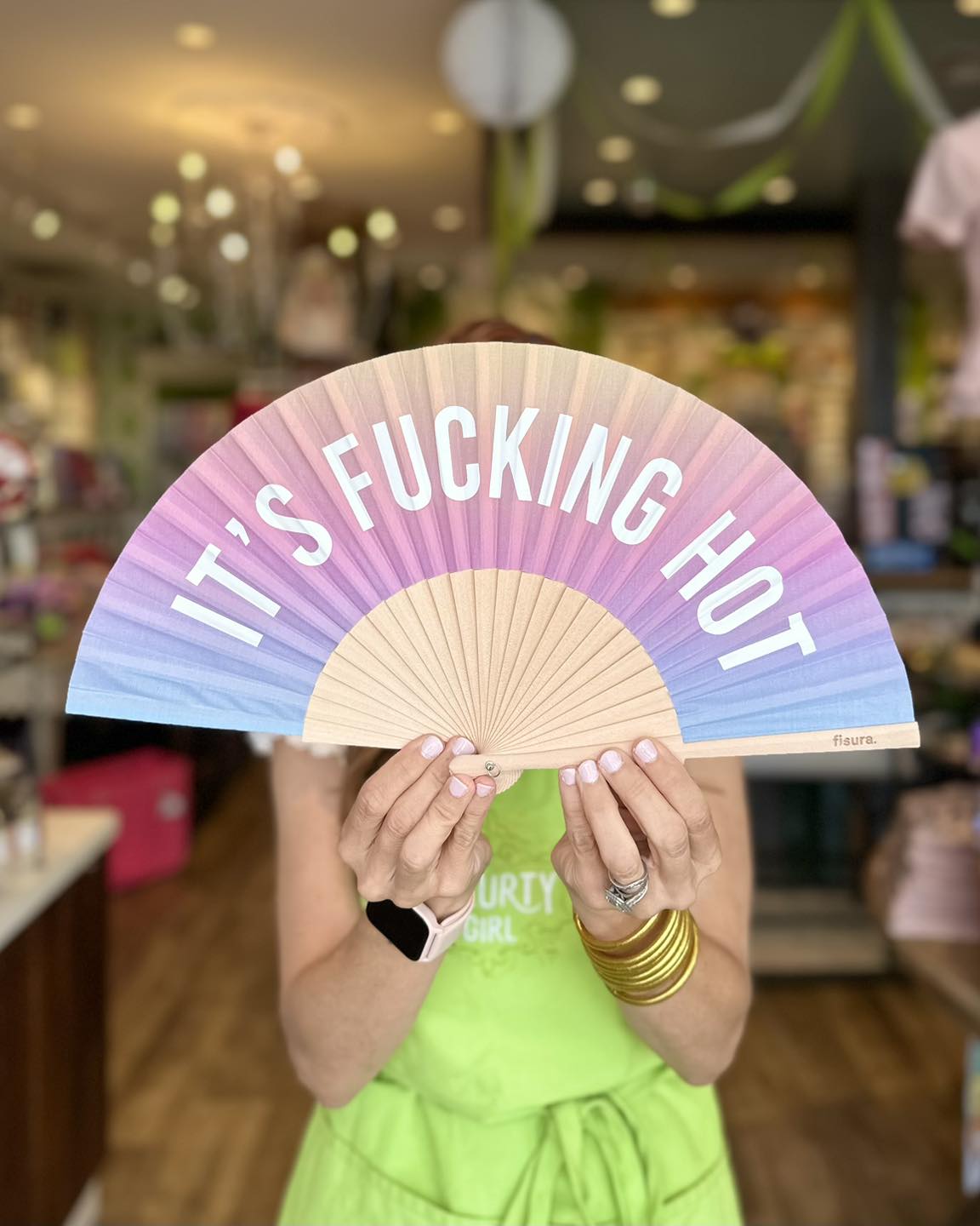 Fucking Hot Hand Fan, Pink Blue Ombre