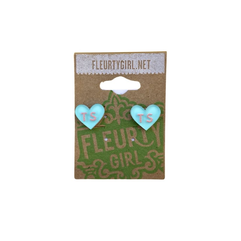 TS Heart Stud Earrings