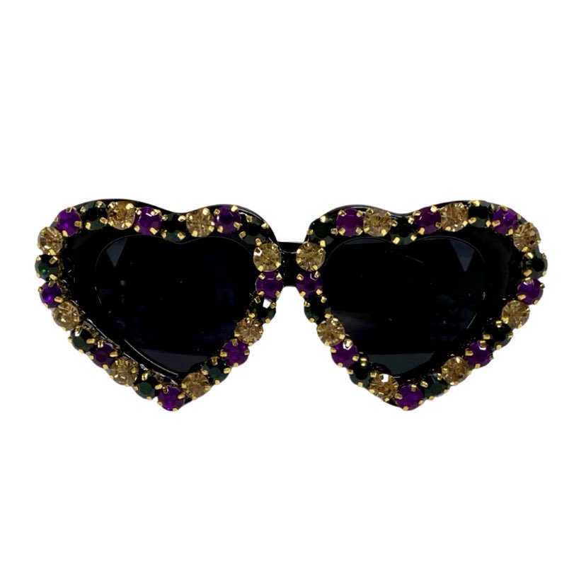 Mardi Gras Heart Gem Sunglasses