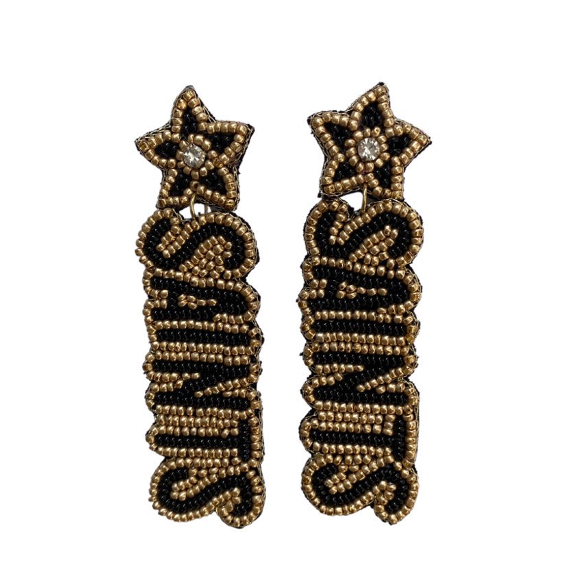 Beaded Saints Star Stud Earrings