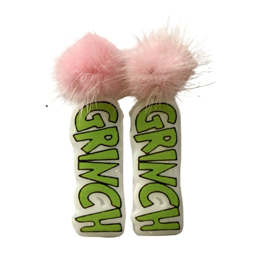 Grinch Pom Pom Earrings