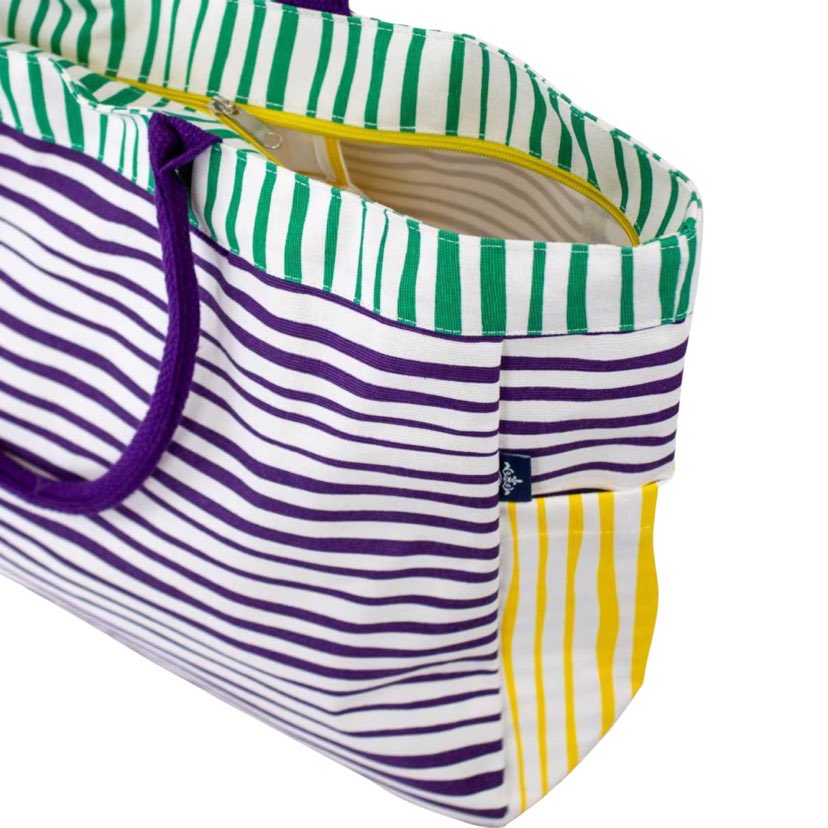 Purple, Green, & Gold Stripe Tote