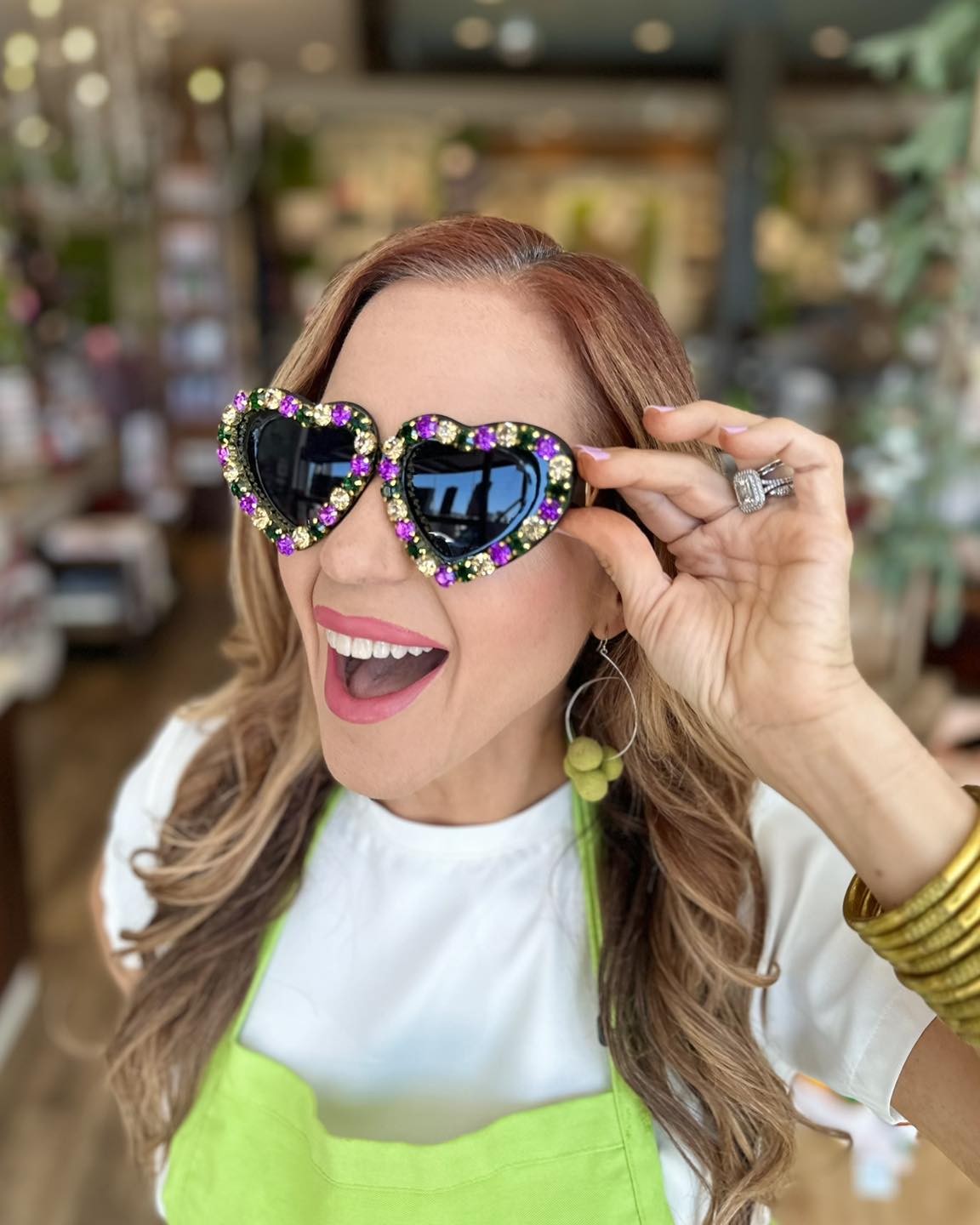 Mardi Gras Heart Gem Sunglasses