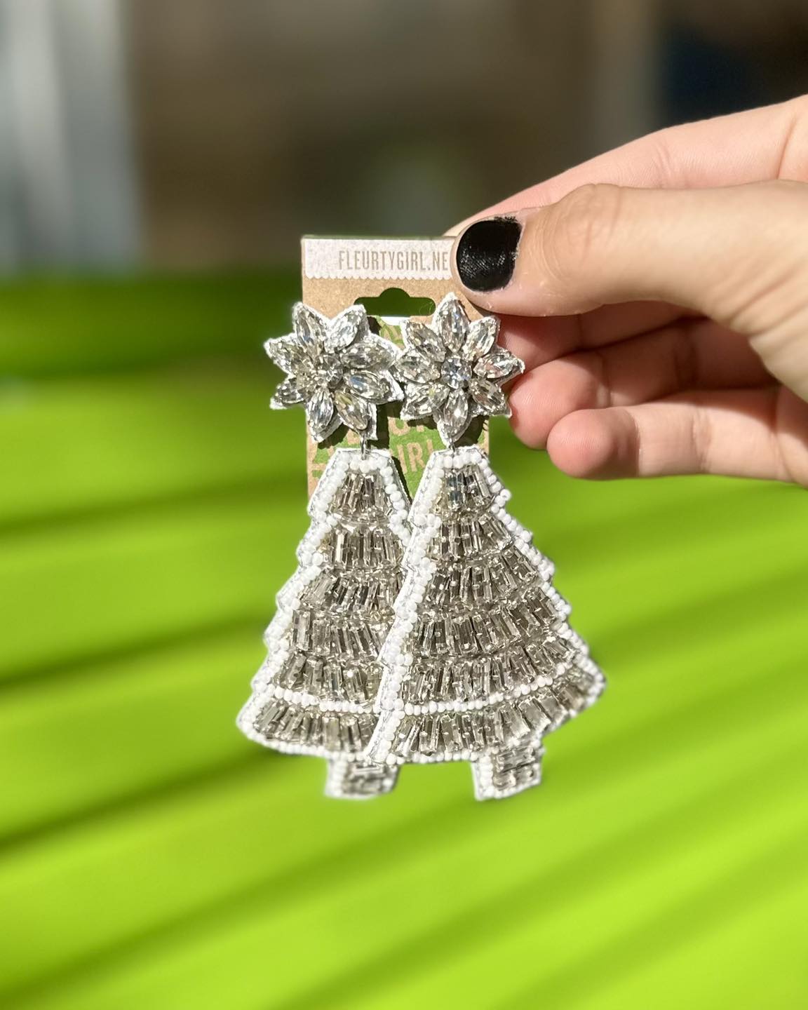 Silver Beaded Tree Earrings