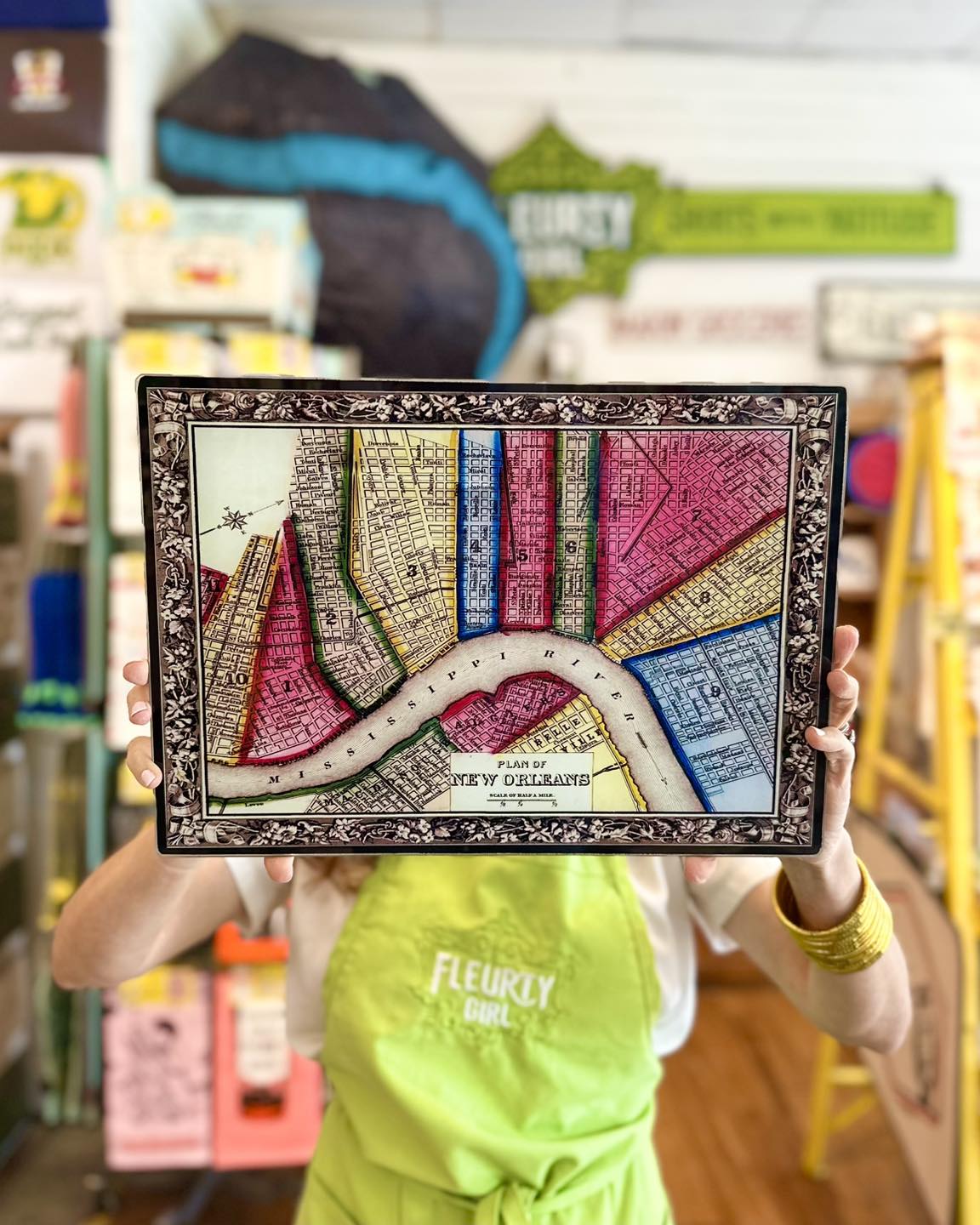 NOLA Map Tempered Glass Cutting Board