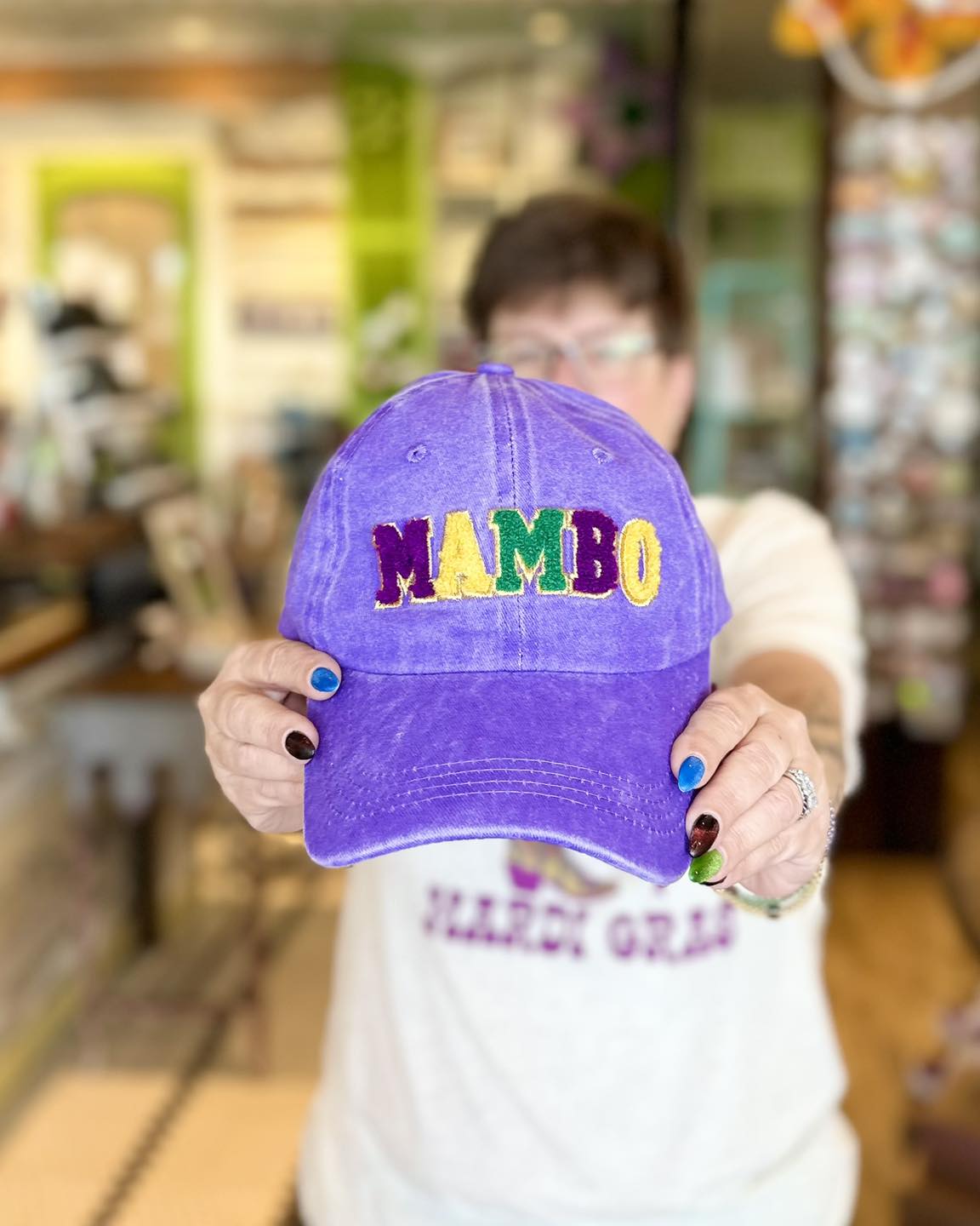 Mardi Gras Mambo Patch Hat, Purple
