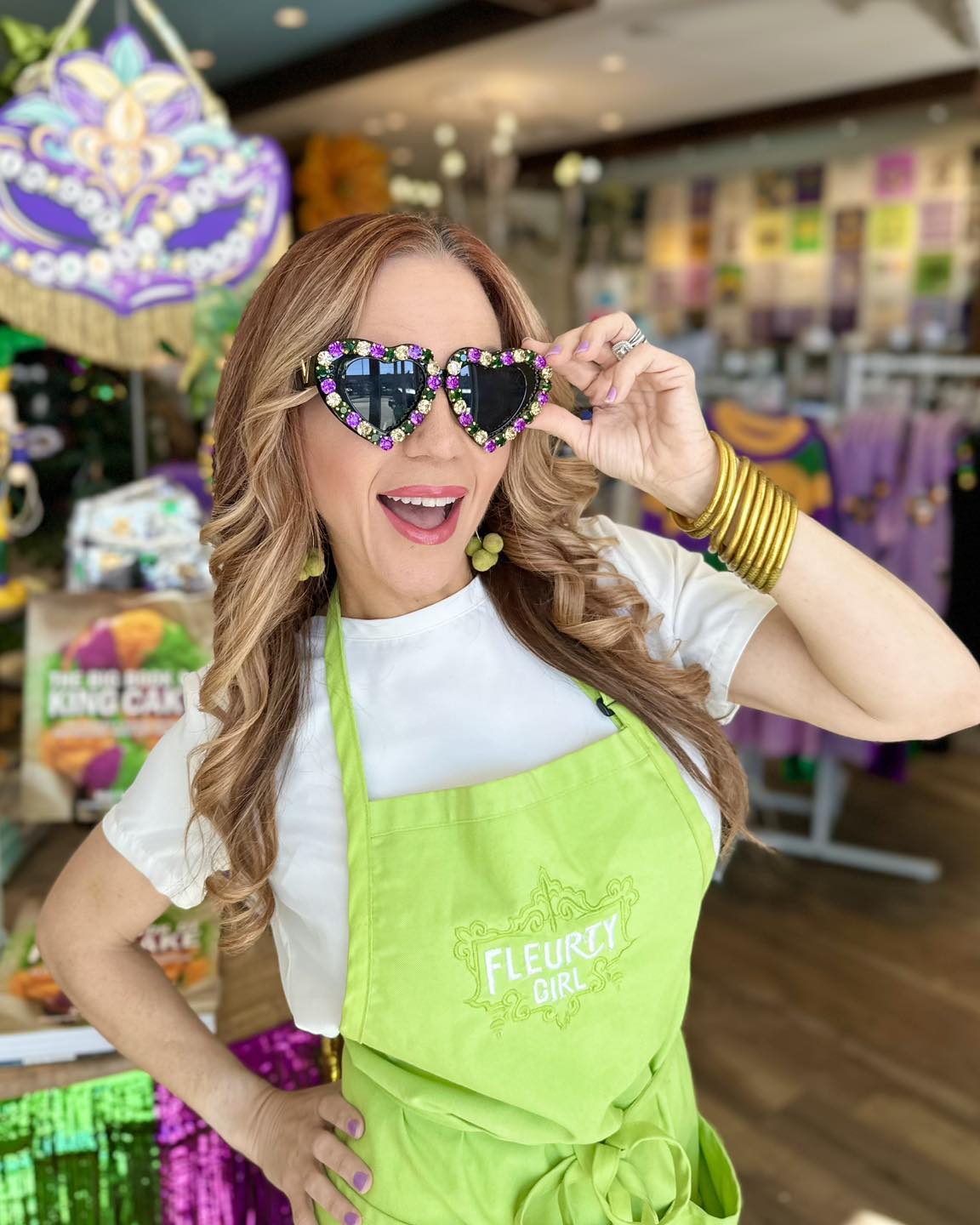 Mardi Gras Heart Gem Sunglasses