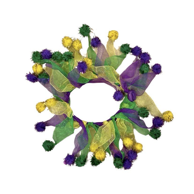 Mardi Gras Pompom Hair Tie