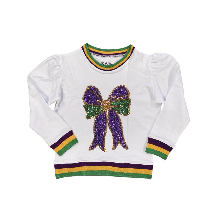 Sequin Bow Long Sleeve, Kids