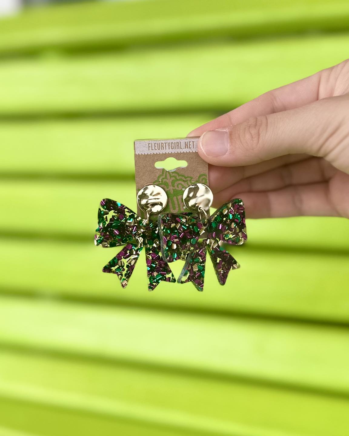 Mardi Gras Confetti Bow Earrings