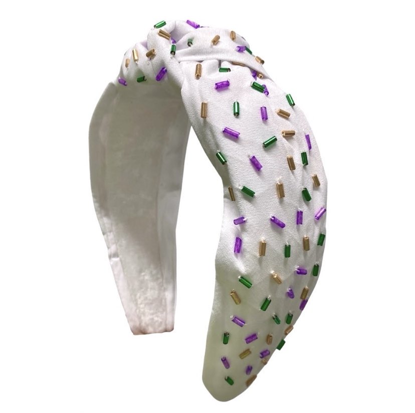 Mardi Gras Confetti Headband, White