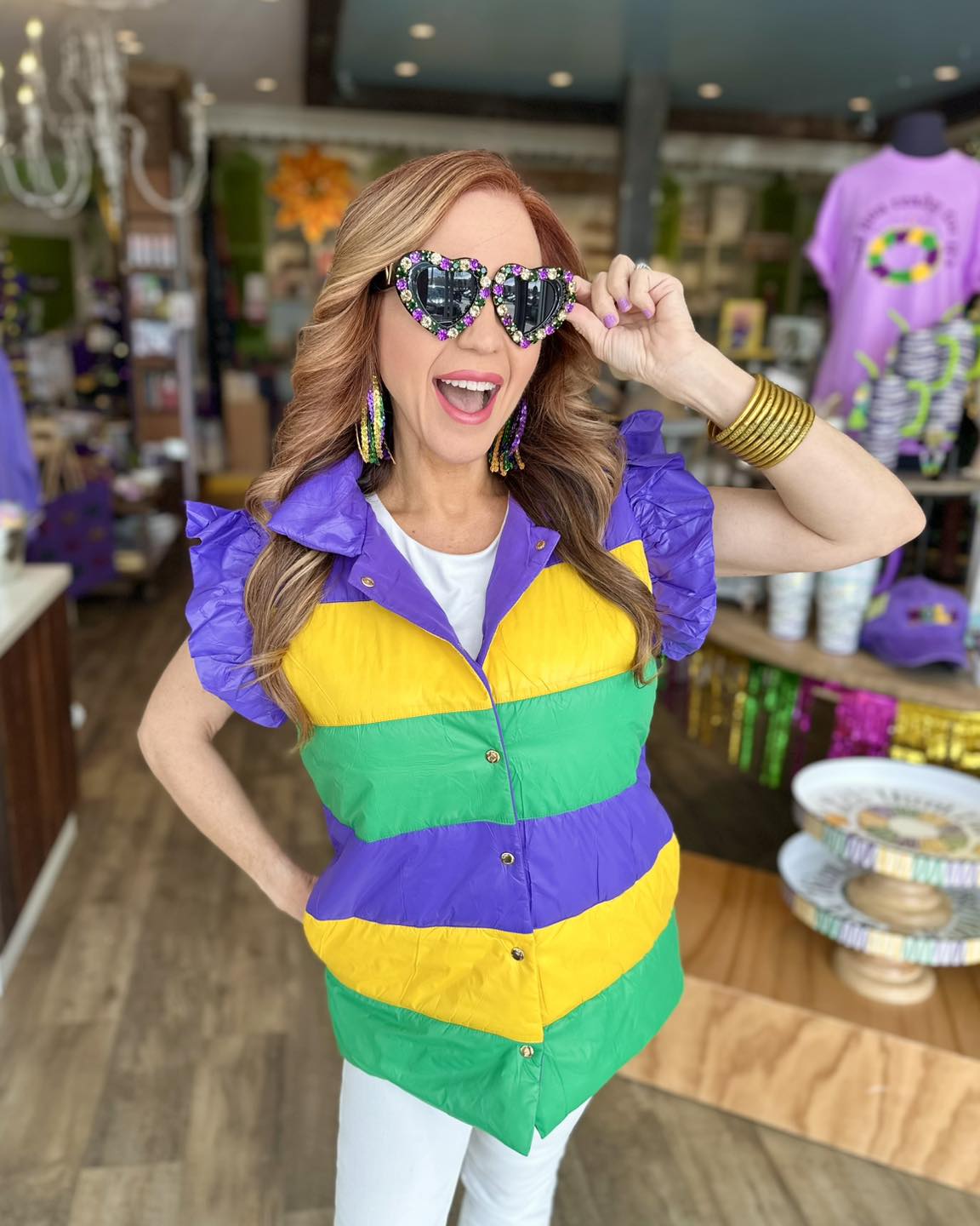 Tri Color Puffer Vest, Bold