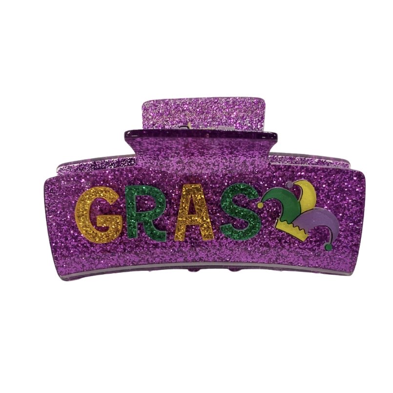 Mardi Gras Glitter Claw Clip