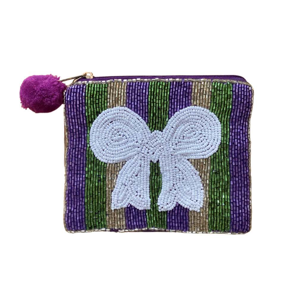 Mardi Gras Coquette Beaded Pouch