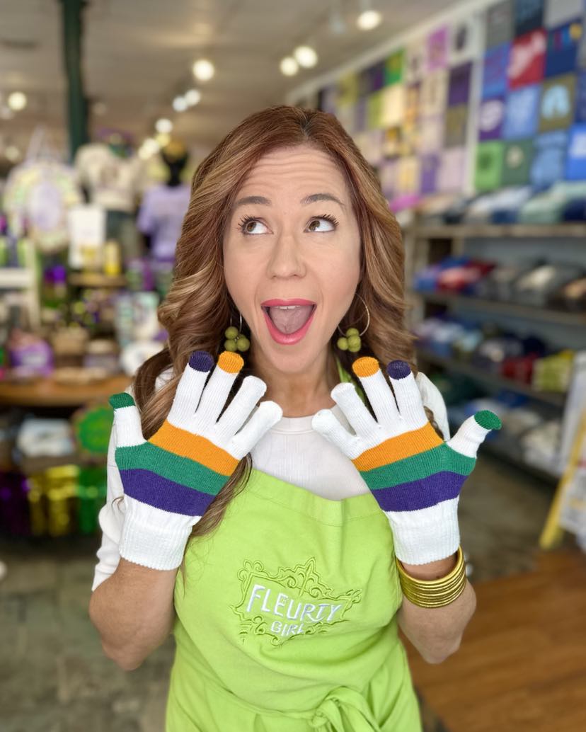 Mardi Gras Texting Gloves, White