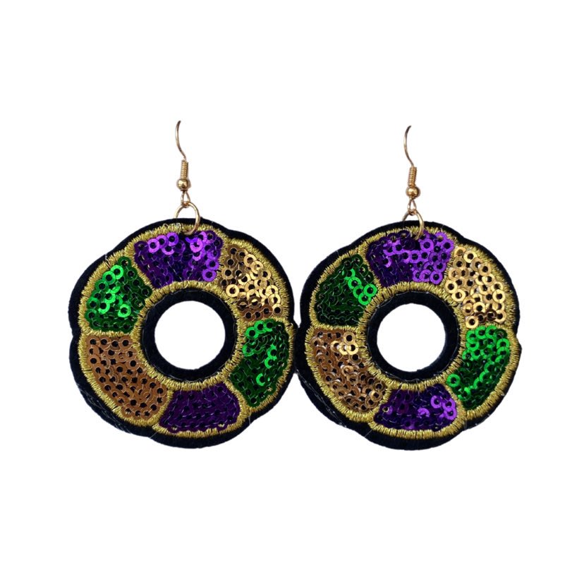 Fabric King Cake Earrings