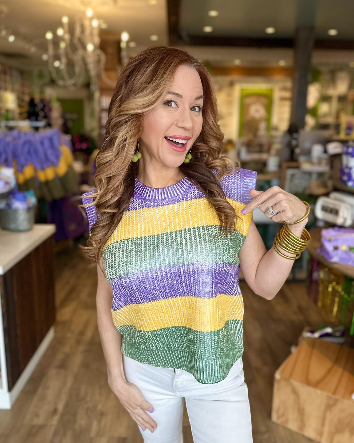 Mardi Gras Stripe Sweater Vest