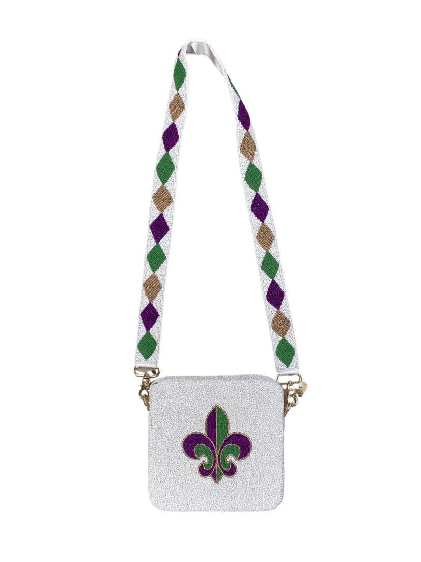 Mardi Gras Mask/Fleur de Lis Beaded Purse