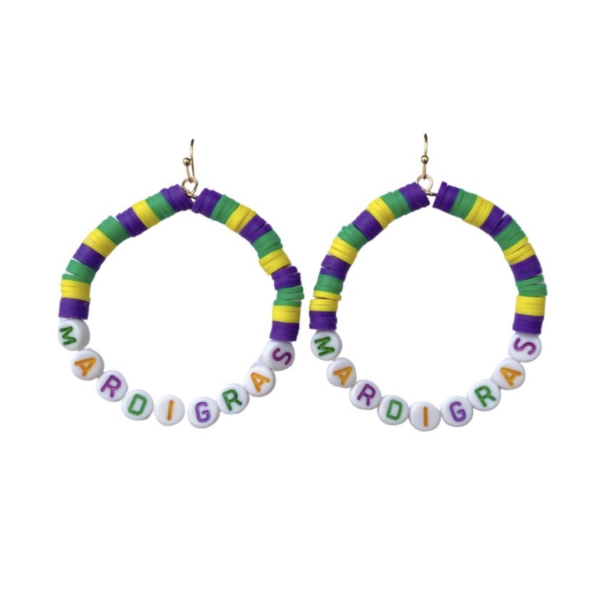 Mardi Gras Charm Disc Bead Earrings