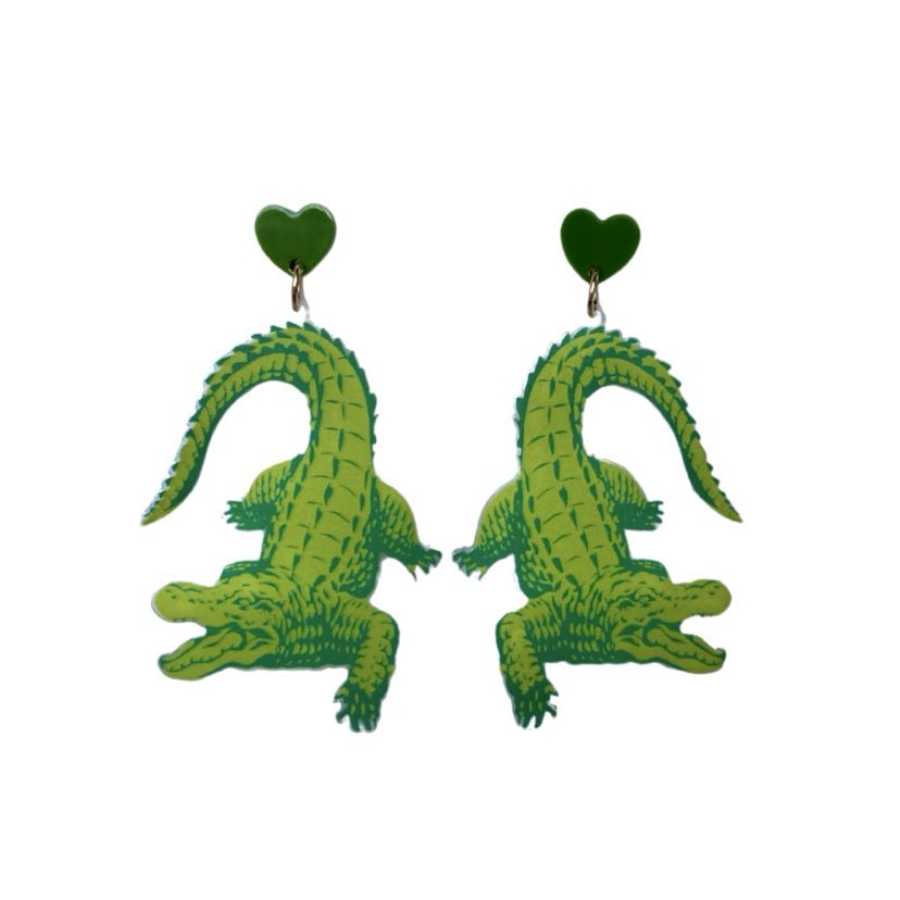 Alligator Heart Post Earrings