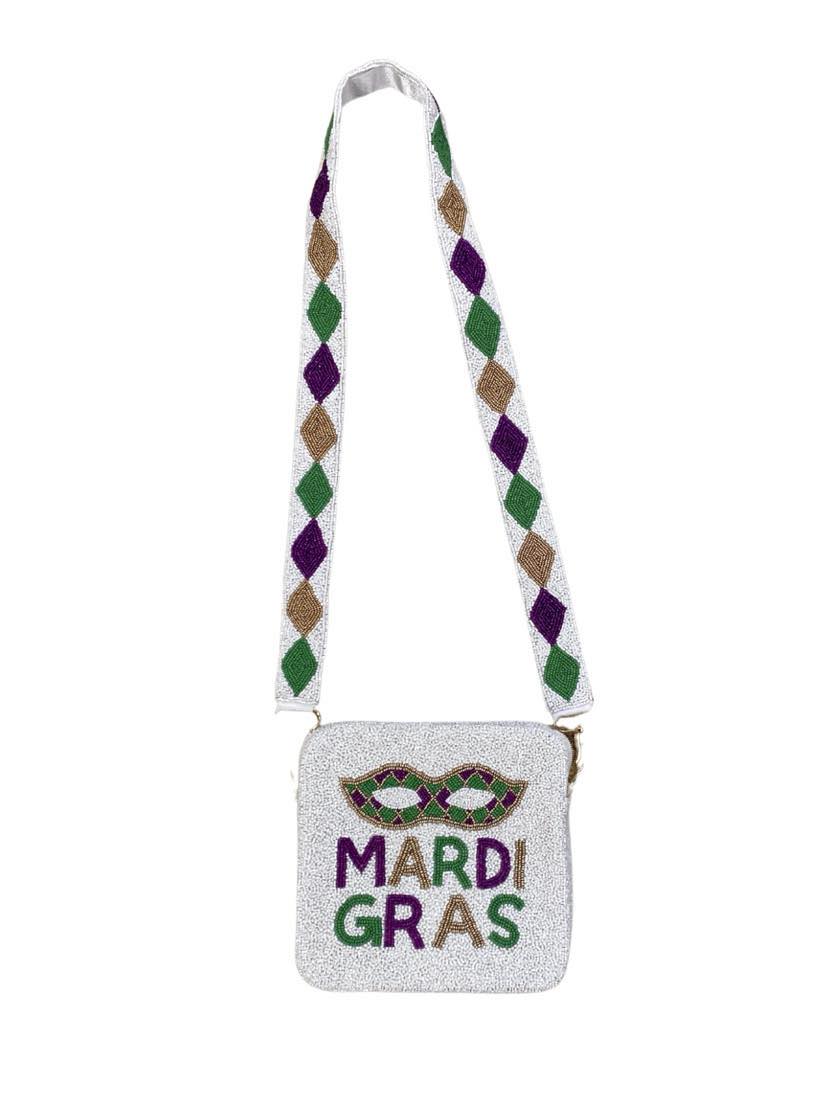 Mardi Gras Mask/Fleur de Lis Beaded Purse