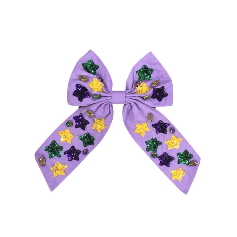 Mardi Gras Sequin Star Hair Bow