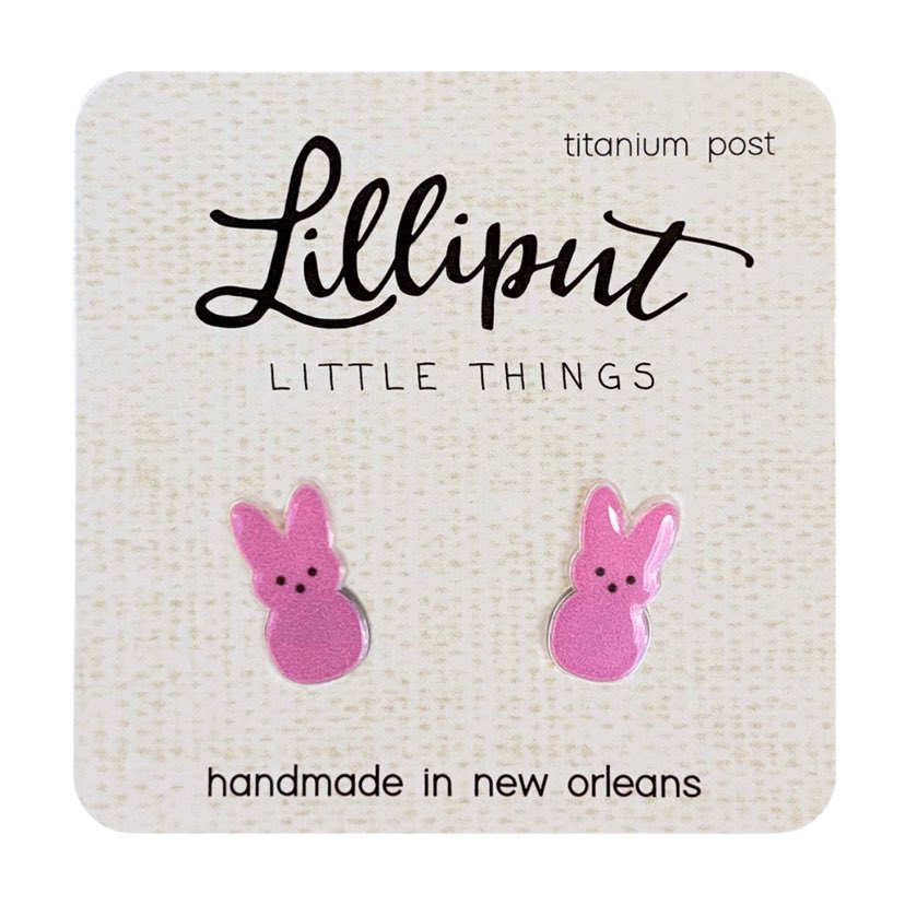 Marshmallow Bunny Stud Earrings