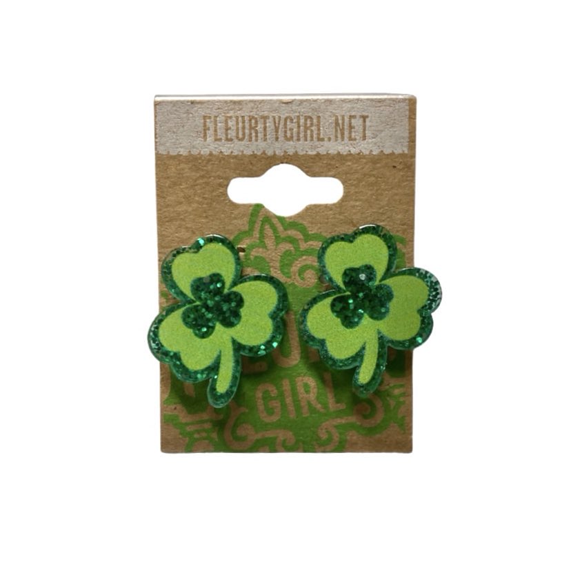 St Patrick's Day Glitter Stud Earrings