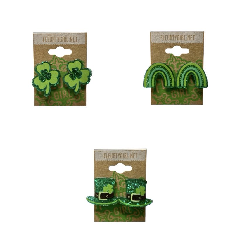 St Patrick's Day Glitter Stud Earrings
