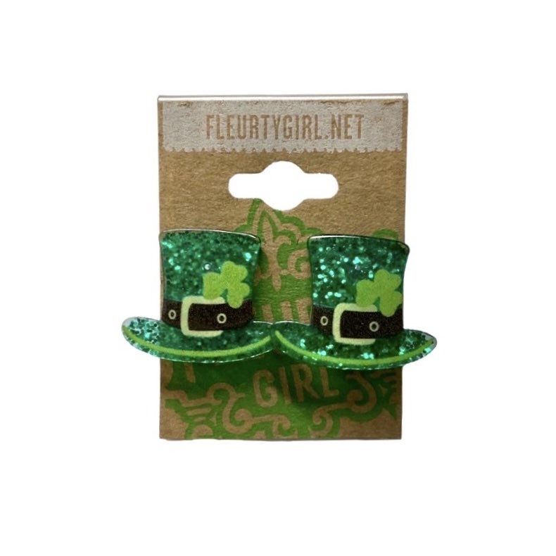 St Patrick's Day Glitter Stud Earrings