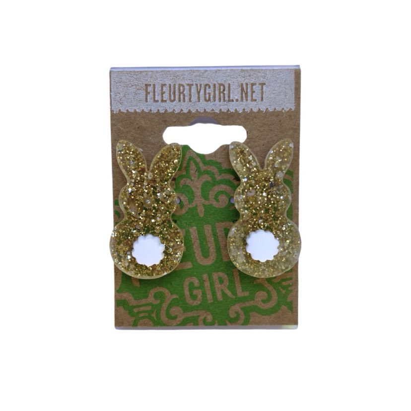 Acrylic Glitter Bunny Stud Earrings