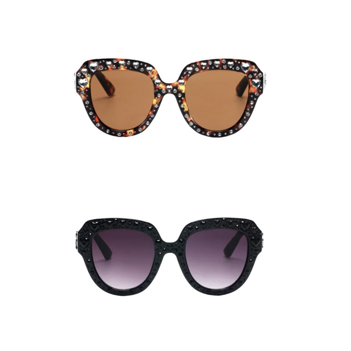 Rhinestone & Heart Sunglasses
