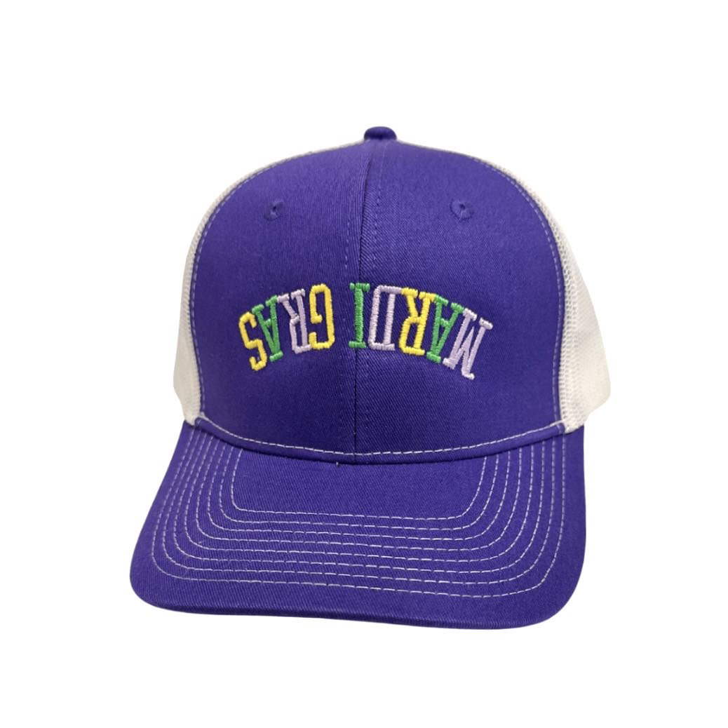 Upside Down Mardi Gras Trucker Hat