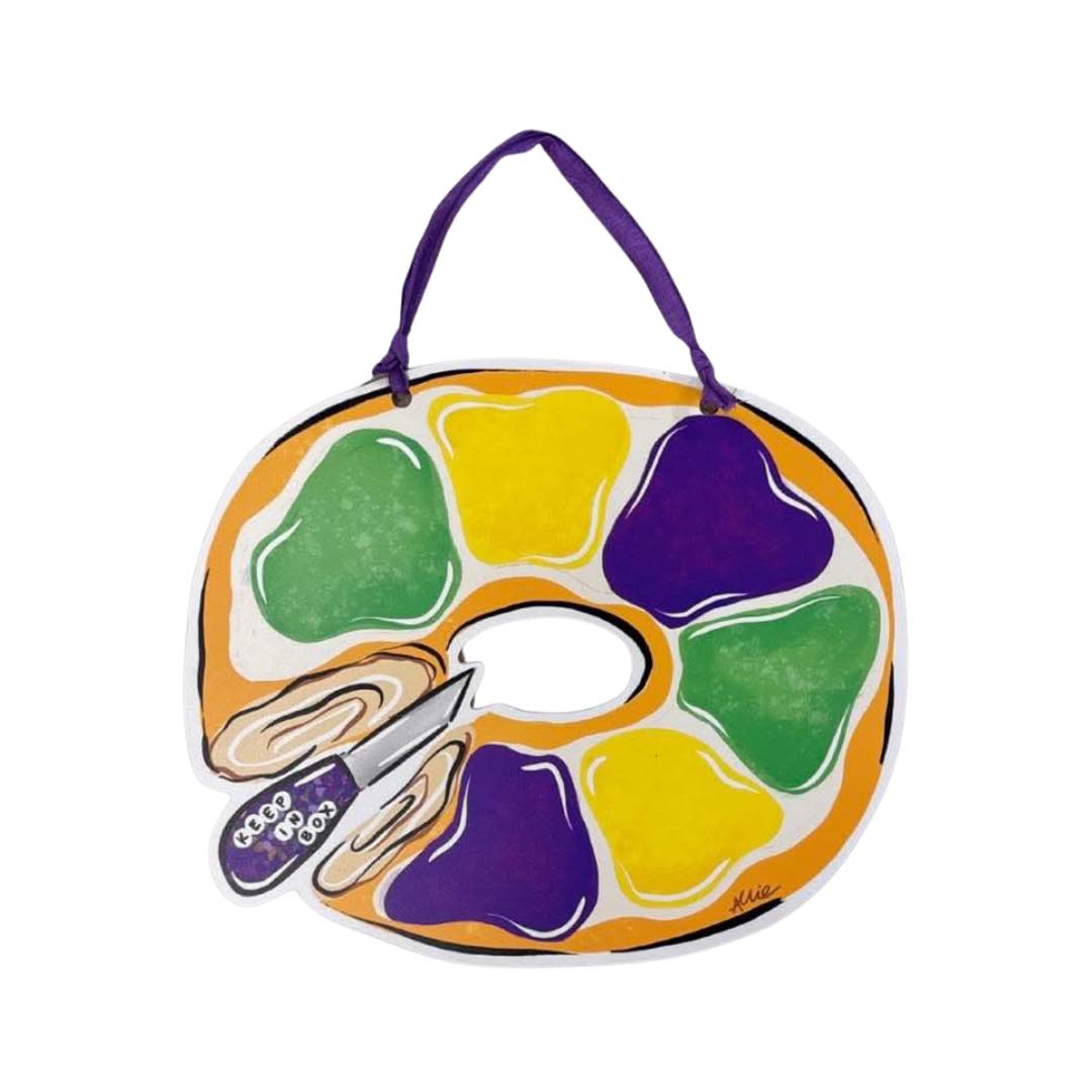 King Cake with Knife Door Hanger