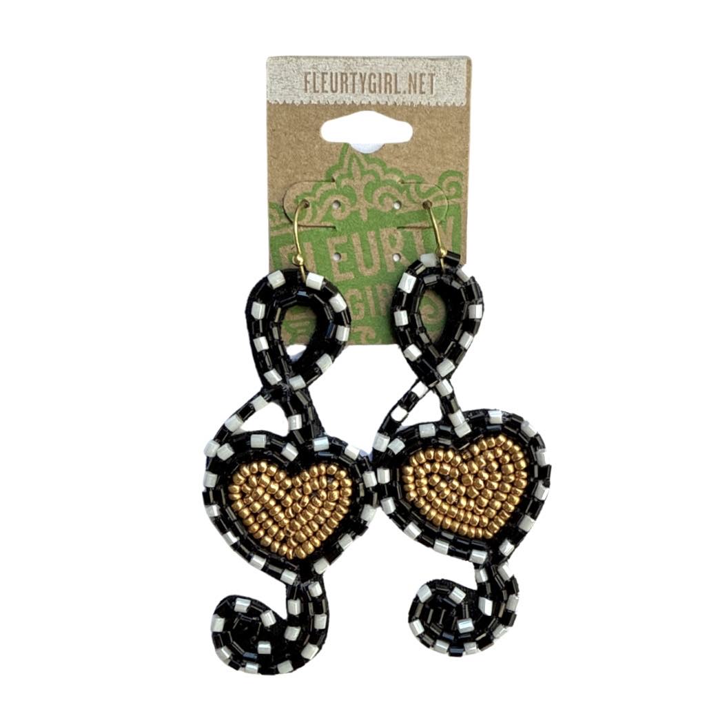 Beaded Treble Clef Earrings
